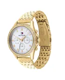 Reloj Tommy Hilfiger Mujer | Coleccion Ari | Modelo 1782142 | Caja Redonda | Ø 40mm Acero inoxidable | Cierre Desplegable | Movimiento Cuarzo | Dial Blanco | Cristal Mineral | Correa Acero inoxidable Oro | 50m / 5 ATM | Línea Casual