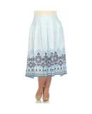 Plus Size Pleated Skirt with Border Prints