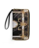 Luxury Marble Print Wallet for Womens PU Leather Zip Around Wallers Clutch Wristlet Travel Long Purse