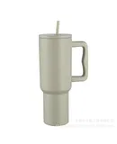 40 oz Tumbler with Handle and Straw Lid | Insulated Cup Reusable Stainless Steel Water Bottle Travel Mug Cupholder Friendly -khaki
