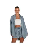 Belle & Bloom Women's Into Him Oversized Denim Shirt in Stonewash