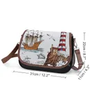Ocean Nautical Vintage Sea Coastal Lighthouse Boat Vintage Crossbody Bag for Women Medium Leather Hobo Bags Shoulder Bag Classic City Leather Satchels
