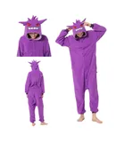 Adult Onesie Halloween Costume - Plush One Piece Cosplay Suit for Adults, Men and Women, -Gengar,purple,-small