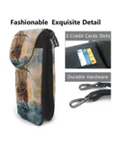 Hand Painting The Pirate Ship Pu Leather Crossbody Phone Bag Card Slots Flip Phone Purse With Adjustable Strap 7.6x4.9inch
