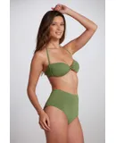 Val Reversible High Waist Bikini Bottom - Green/Pumpkin