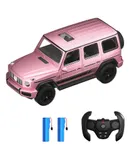 Remote Control Off-road Car 2.4GHz Simulation Induction Remote Control Car Gesture Sensing for Opening Doors Projecting Lighting Patterns with Lighting Music, Pink, 2 Battery
