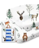 Bassinet Sheets for Baby Boy Girl,  Buttery Soft Universal Bassinet Fitted Sheet, Compatible with Halo, Mika Micky, Baby Delight, Dream On Me, Maxi COSI and More Bassinet Mattress(Bear&Deer)