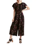 Kensie Flutter Sleeve Belted Jumpsuit In Black