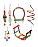 6 Pcs Bird Parrot Toys, Bird Swing Toy Colorful Chewing Hanging Hammock Swing Simple Bell Small String Bird Toys for Parrots, Conure