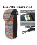 Colorful Vintage Seamless Pattern With Floral And Mandala Elements Pu Leather Crossbody Phone Bag Card Slots Flip Phone Purse With Adjustable Strap 7.6x4.9inch