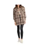 Belle & Bloom Women's Back Together Belted Shacket in Oat Plaid