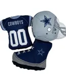 NFL Pet Toy Dallas Cowboys Locker Room Set Toy for Dogs & Cats. Stuffed pet Toys with Chewable Squeaker Sound. Football Themed Dog & Cat Toy Set: Helmet, Jersey, & Boots/Cleat