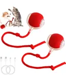 2pcs Interactive Dog Toys Interactive Rolling Dog Ball Chewie Viral Rolling Dog Ball Cat Toys Rolling Ball Electric Dog Ball Toy 360° Smart Automatic Rolling Ball Toy for Indoor Dogs/Cats（Red）