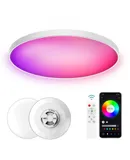 Ceiling light, intelligent wifi bluetooth remote control dimming and color mixing voice modern ultra-thin simple three anti ceiling light for living room, bedroom, kitchen, bathroom, garage, living room, dining room