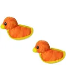 Durable Woven Fiber Duck Squeakers Multiple Layers. Made Durable, Strong & Tough. Interactive Play Dog Toy (Tug, Toss & Fetch). Machine Washable & Floats (Duck 2(Orange) 2 Pack)
