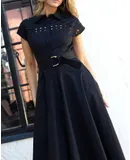 Endless Blu. Maxi Dress With Embroidery Details In Black