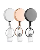 3pcs Retractable Badge Holder Metal Card Key Ring Clip and  ID Lanyard 60CM Steel Wire Rope Extendable Durable Belt Reel for Name Tag Card Gift for Doctor /Nurses /Factory Workers /Bus Driver