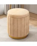 Storage ottoman with gold colored base large capacity footrest stool for living room and bedroom 34x34x45cm 13x13x18inch Yellow