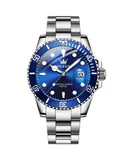 OLEVS Luxury Watches for Men， Stainless Steel Business Wrist Watch-G5885-silver-blue