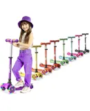 Kids Scooter – Children and Toddler 3 Wheel Kick Scooter – LED Wheel Lights Illuminate When Rolling– Adjustable Handlebar – Indoor and Outdoor