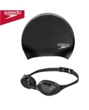 Speedo flying fish series high definition wide field of view professional anti-fog swimming equipment swimming goggles swimming cap black/grey