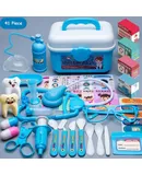 Children's doctor toy set tool medical box, blue medical tools 41-piece set + storage box without sound and light