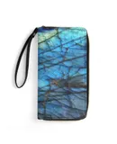 Royal Blue Labradorite Wallet for Womens PU Leather Zip Around Wallers Clutch Wristlet Travel Long Purse
