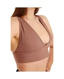 Juniors' and Women's Ultra Comfortable Soft Plunge Neck Top, Padded Workout Wear - Lightweight & Breathable Activewear