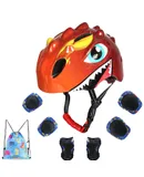 Toddler Helmet Kids Bike Helmet for 2-8 years old girls with 3D Dinosaur Design Protective Equipment Set and Safety Certification, Toddler Bike Riding Skate Scooter Scooter Helmet Orange