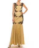 Decode 1.8 Floral Lace Appliqué Mermaid Cut Dress In Honey