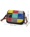 Bandana Paisley Patchwork Pattern Vintage Crossbody Bag for Women Medium Leather Hobo Bags Shoulder Bag Classic City Leather Satchels
