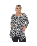 Plus Size Printed Geometric Circle Tunic Top
