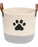 Cotton dog toy basket storage, puppy toy basket, puppy bins, laundry basket blanket storage bin Perfect for organizing pet toys, blankets, leashes, pee mats and diapers -beige gray