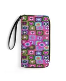Crochet Blanket Granny Square Vintage Wallet for Womens PU Leather Zip Around Wallers Clutch Wristlet Travel Long Purse