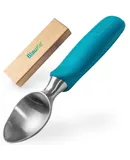 BlauKe® Stainless Steel Ice Cream Scoop | Professional Ice Cream Scooper with Comfortable Non-Slip Rubber Grip | Heavy Duty Dishwasher Safe Baller Scoop