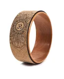 Cork Yoga Wheel for Yoga Shows and Reverse Training Inversions Wooden Effect and Mandala Print Dharma Yoga Prop Wheel
