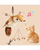Interactive Rechargeable Flying Bird Cat Toy, Interactive Chirping Bird Wings, Flapping Bird Cat Toy, Chirping Bird Cat Toy for Bored Cats (A-Squirrel)