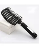 Large Curved Comb Rib Comb Curved Massage Comb Nine Row Comb Plastic Straight Hair Comb Styling Curly Hair Unisex Haircut Comb (Black) 2PCS