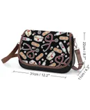 Nurse Love Cute Cartoon Vintage Crossbody Bag for Women Medium Leather Hobo Bags Shoulder Bag Classic City Leather Satchels