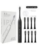Sonic Electric Toothbrush, 6 Modes Rechargeable Electric Toothbrush Built-in 2 Minute Timer, 8 Brush Heads(Black)