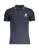 Roberto Cavalli Men's Blue Short Sleeve Cotton Polo T-Shirt with White Logo