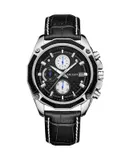 Men's Quartz Watch, Fashionable Sporty Leather Strap Wristwatch, Waterproof Analog Luminous Watch