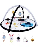 Baby Play Activity Gym Tummy Time Mat for Newborn Infant,Baby Gyms & Playmats for Babies 0-6 9 12 Months with 5 Toys for Early Sensory Exploration and Motor Skill Development Space