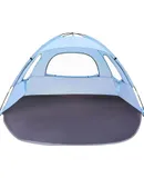 Beach Tent Sun Shelter, Beach Shade Tent with UPF 50+ UV Protection for 2-3 Person, Portable & Easy Setup Cabana Beach Tent, 3 Roll Up Doors & 8mm Fiberglass Rods, Carry Bag Included-blue 260*165*150CM