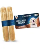 Coffee Wood Dog Chew Stick for Small Dogs, 7.5'', 2 Pack Size S 100% Natural Chew Toys Teeth Cleaning, Stress Relief, Dog Health Organic