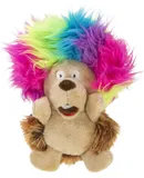 Crazy Hairs Hedgehog Silent Squeak Plush Dog Toy, Chew Guard Technology Brown, Small