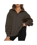 Women's Oversized Sweatshirt Los Angeles Vintage Long Sleeve Pullover Brown