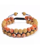 Aromatherapy Essential Oil Diffuser Bracelet Lava Stone Bead Gemstone Anxiety Diffuser Bangle Cuff Bracelet(orange)