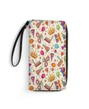 Birthday Party Colorful Doodle Icons Wallet for Womens PU Leather Zip Around Wallers Clutch Wristlet Travel Long Purse