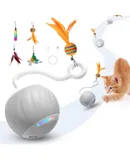 Cat Toys Hanging Door Electric Cat Toys Interactive Elastic Rope with Feather,Cat Scratching Game Door Hook (Hanging Cat Hair Toys) (White)